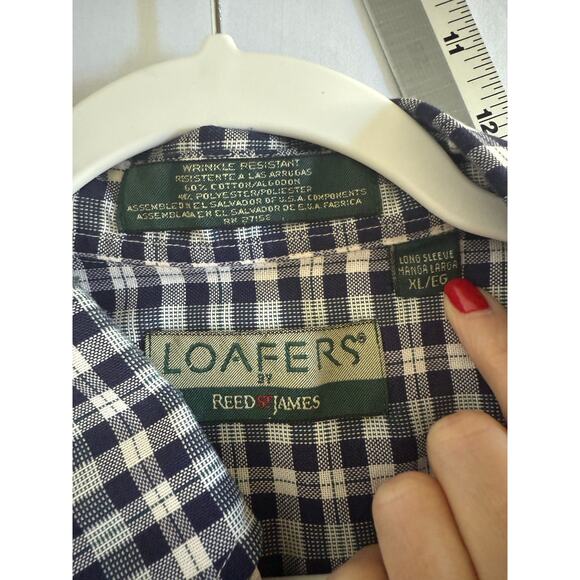 Vtg Loafers By Reed St James Classic Men's XL Long Sleeve Plaid Button Up Shirt - Picture 4 of 9